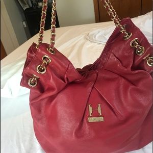 Red Leather HoBo bag Halston